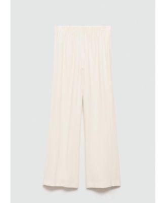 Mango Womens Elastic Waist Wideleg Pants Product Image