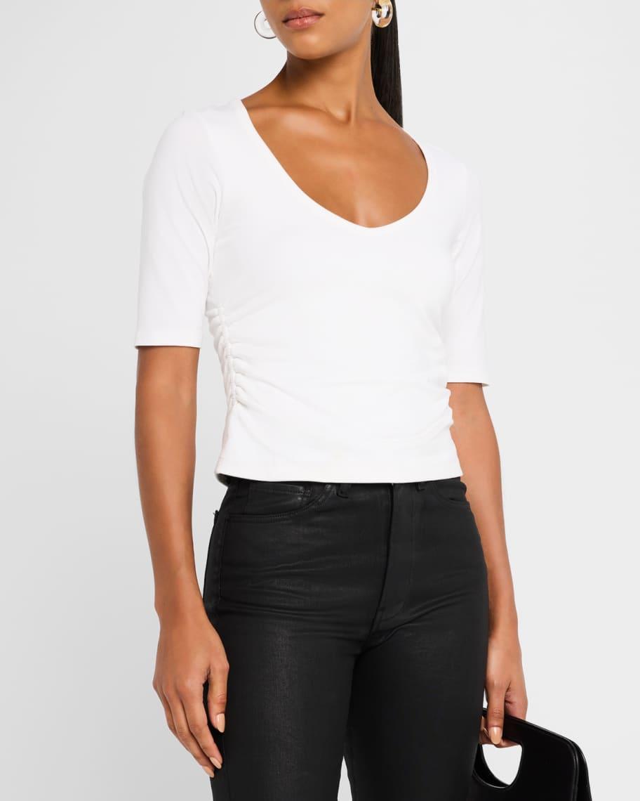 Pima Cotton Elbow Sleeve V-Neck Tee product image