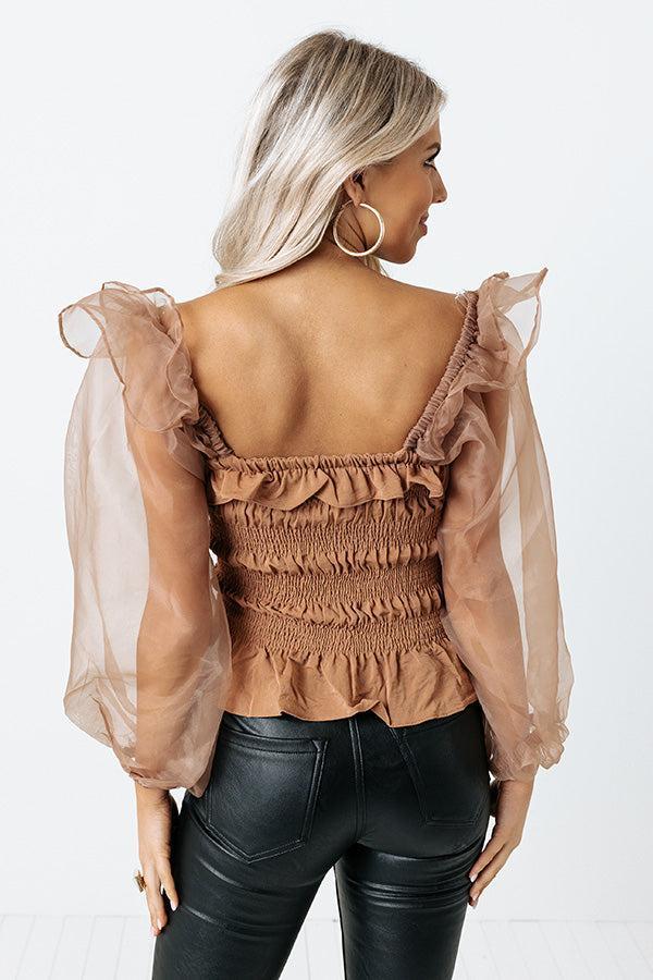 Weekend Made Smocked Top In Iced Mocha Product Image