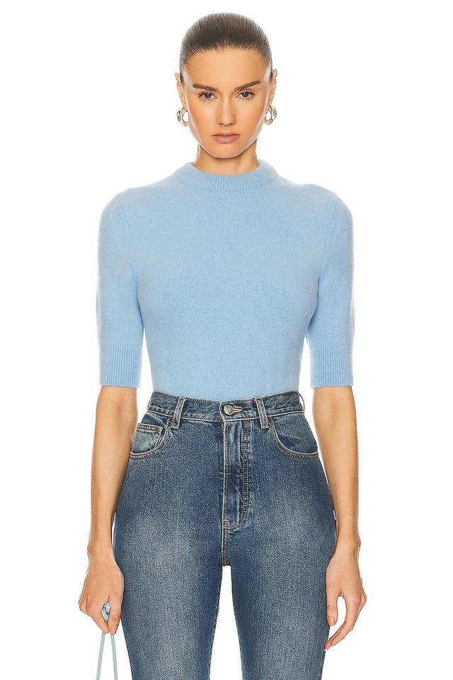 ALAA Cropped Jumper Sweater in Blue Product Image