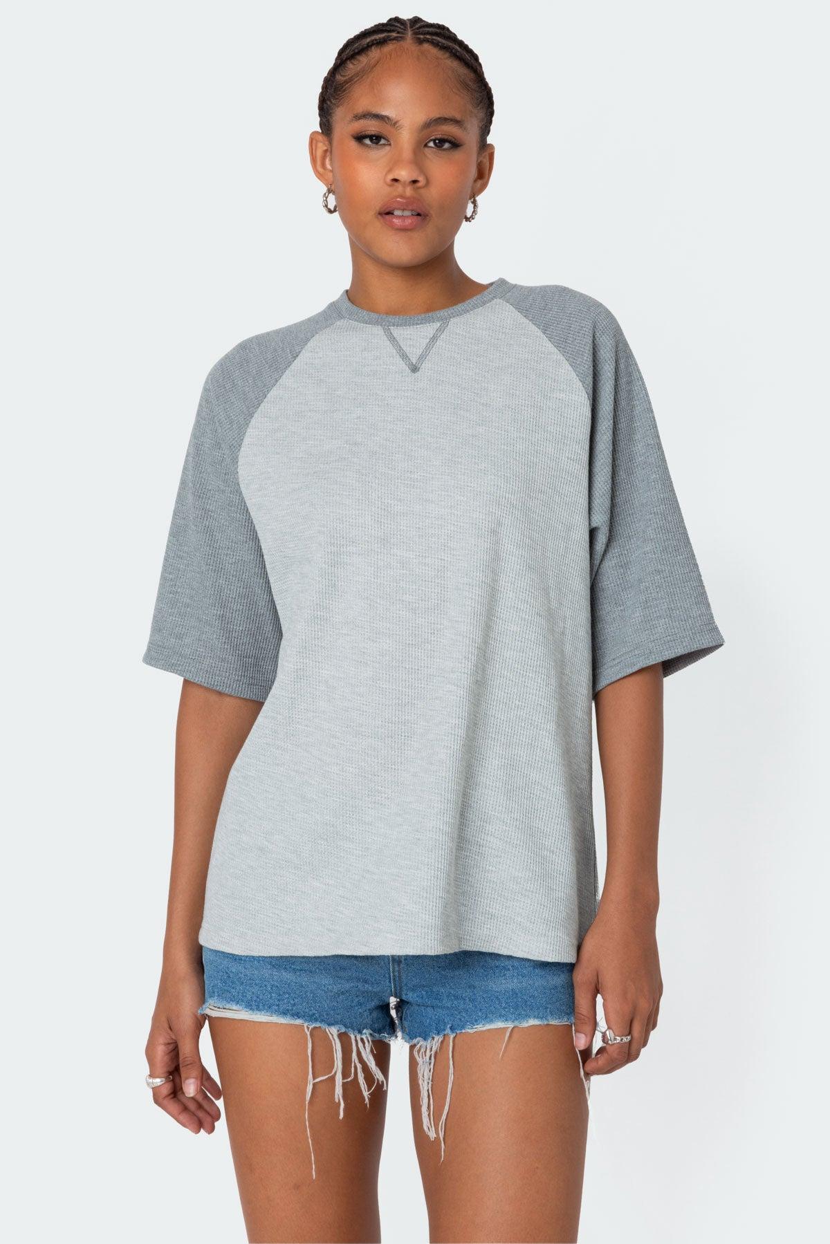 Oversized Raglan Waffle T Shirt Product Image