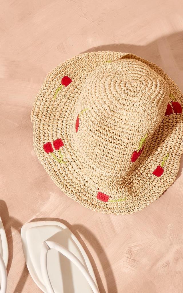 Natural Cherry Raffia Bucket Hat Product Image