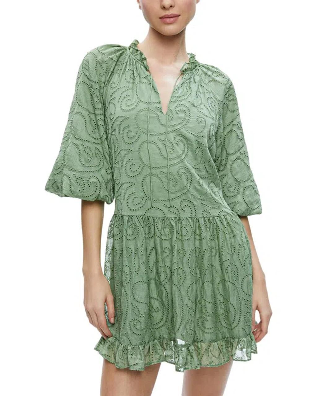 ALICE AND OLIVIA Sherrie Gathered Tunic Dress In Green Product Image