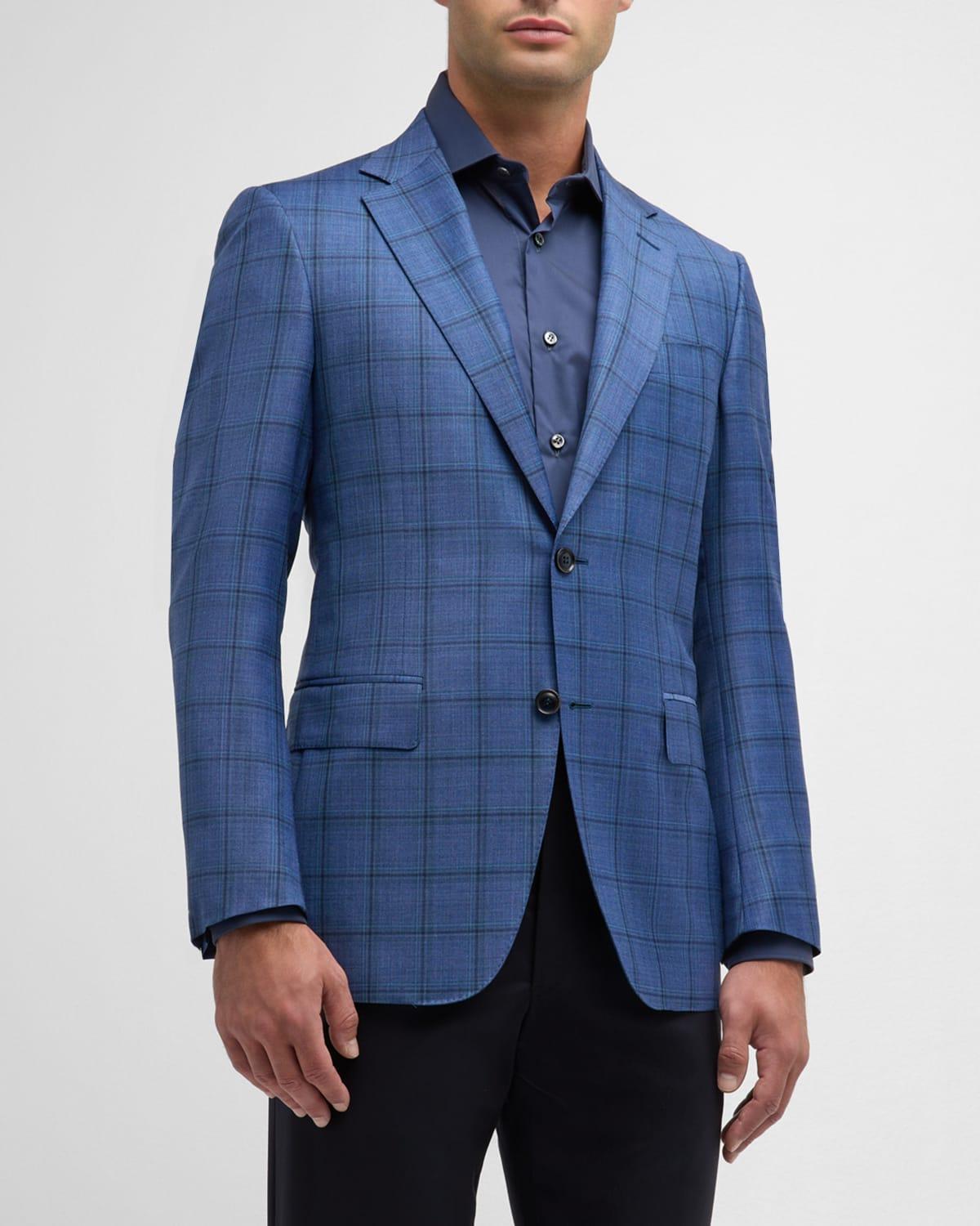 Mens 130s Luxury Wool Windowpane Sport Coat Product Image