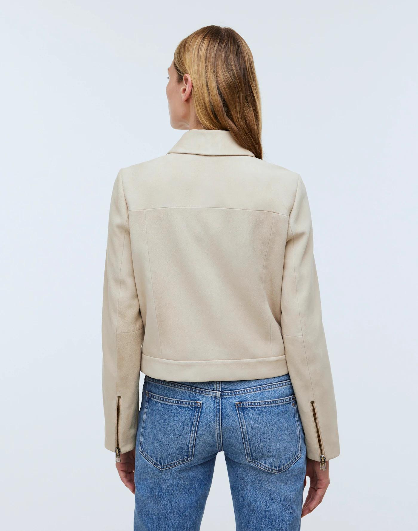 Shrunken Zip-Front Jacket in Suede Product Image