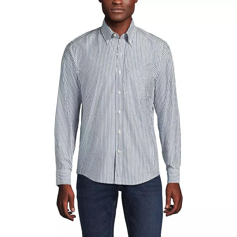 Mens Lands End Traditional-Fit Essential Lightweight Poplin Shirt Deep Blue Product Image