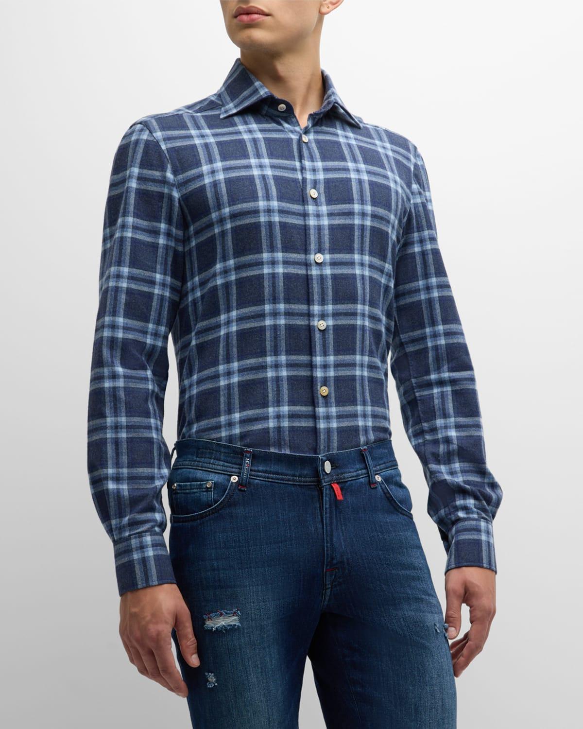 Mens Flannel Plaid Casual Button-Down Shirt Product Image