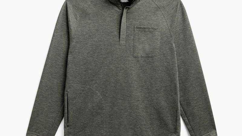 Olive Heather Men's Fusion Double-Knit 1/4 Zip Product Image