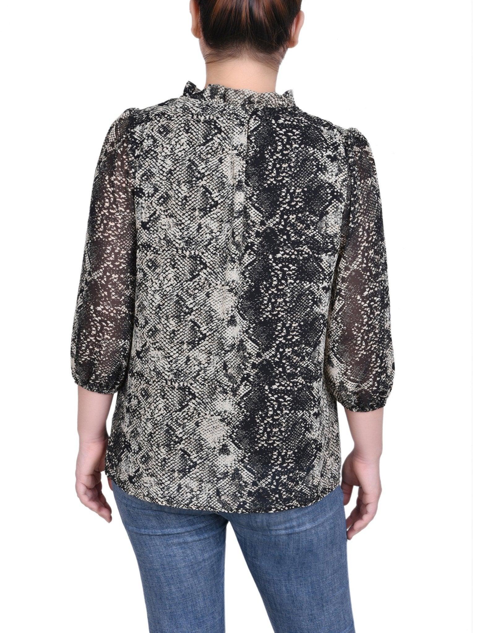 3/4 Length Sleeve Chiffon Blouse - Petite Product Image