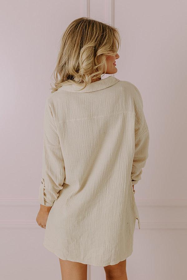 Cozy Reputation Shift Top In Light Beige Product Image