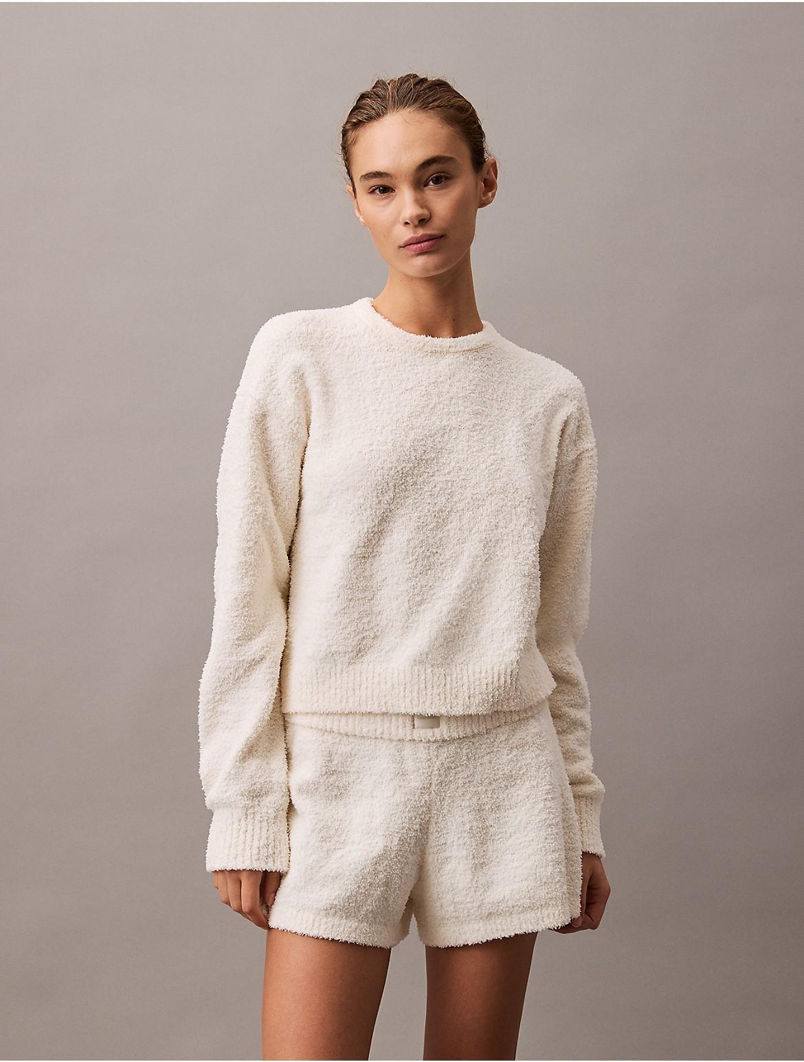 Calvin Klein Womens Plush Sleep Sweatshirt - White - L Product Image