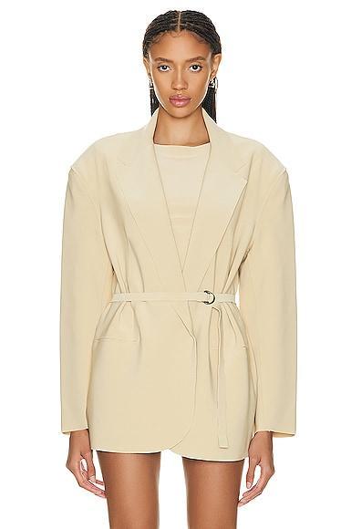 Norma Kamali Oversized Single Breasted Jacket in Beige Product Image