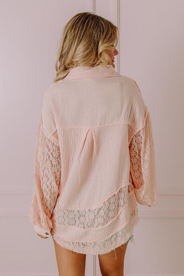 Meadow Muse Lace Button Up In Peach Product Image