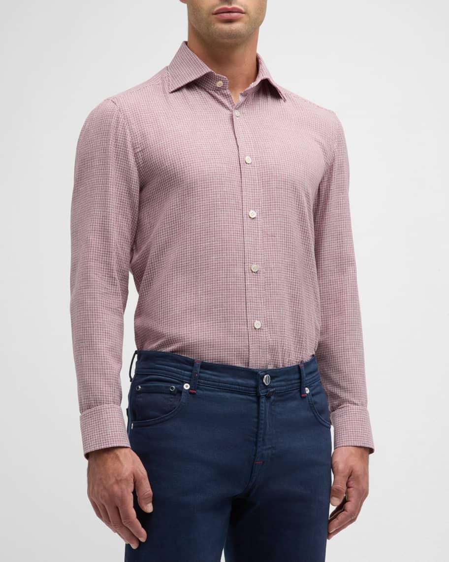 Men's Cotton Micro-Check Sport Shirt Product Image