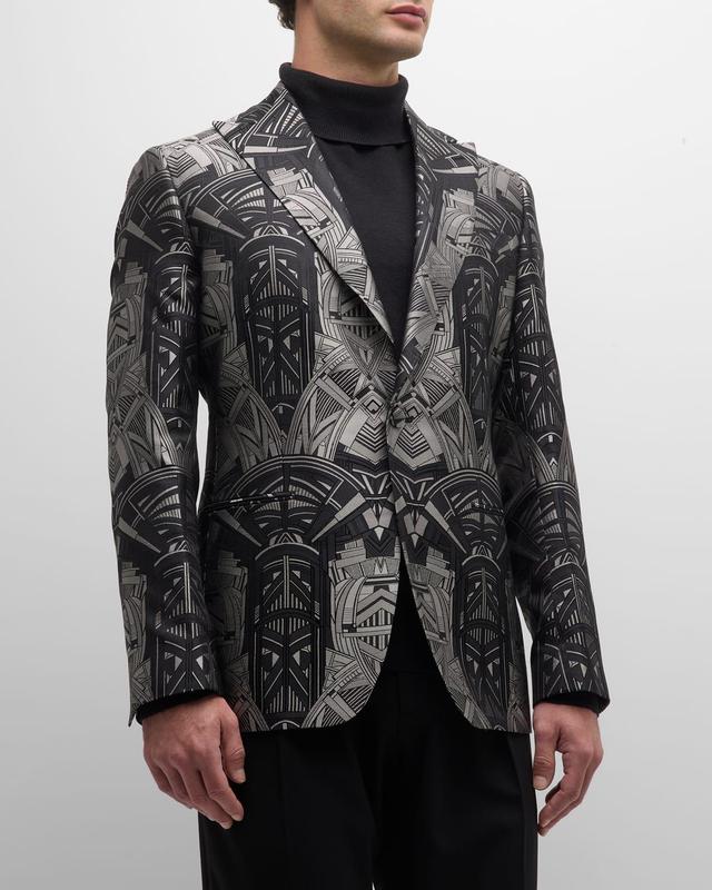 Mens Jacquard Peak-Lapel Dinner Jacket Product Image