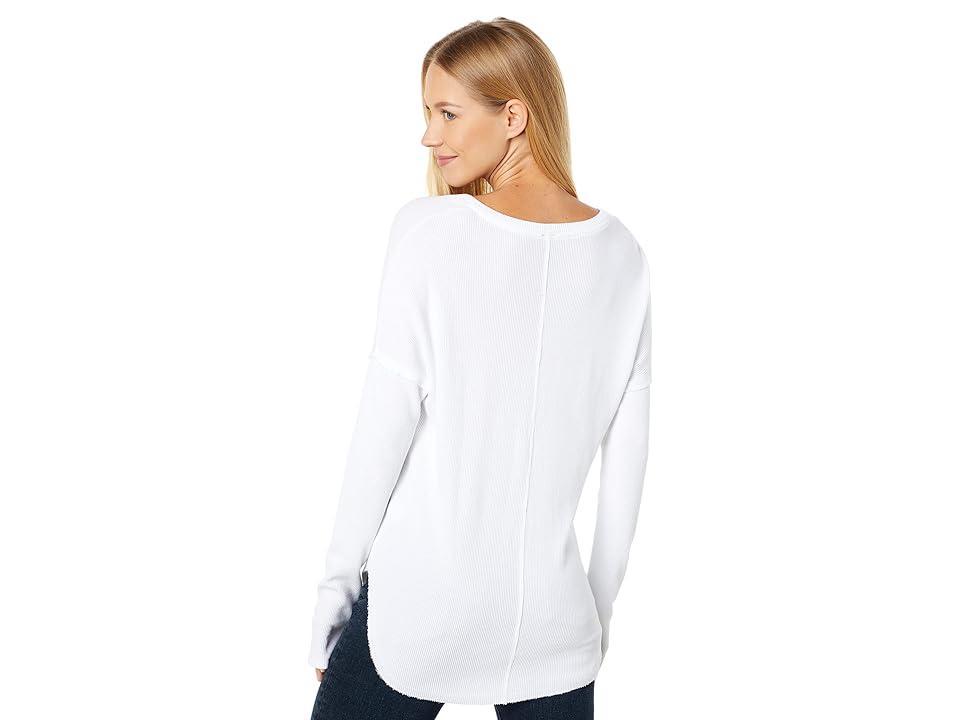 bobi Los Angeles Drop Shoulder V-Neck Tee (White) Women's Clothing Product Image