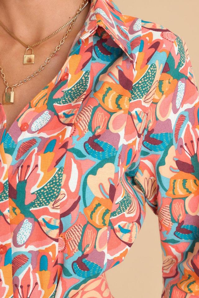 Aura I Want That One Coral Floral Print Dress Product Image