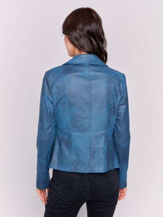 Charlie B. Blue Faux Leather Jacket Product Image