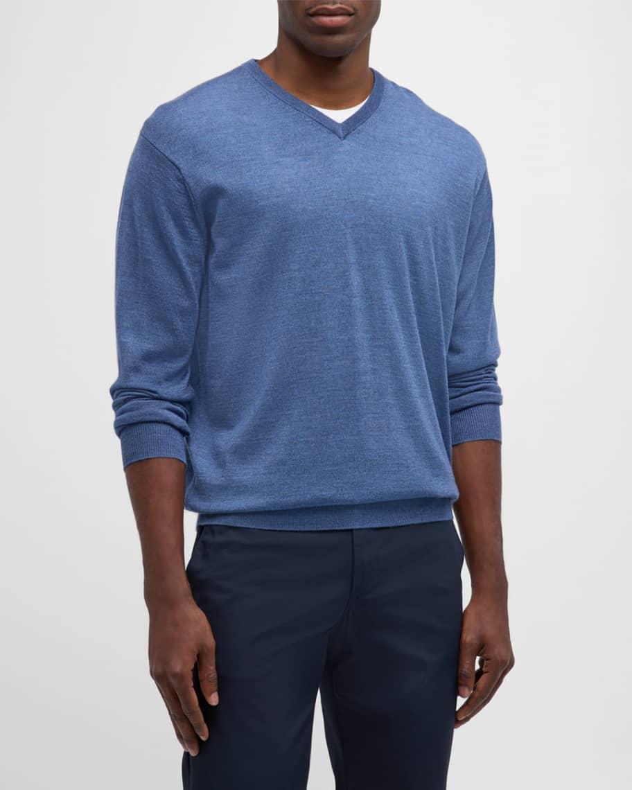 Peter Millar Mens Autumn Crest V-Neck | Color: Charcoal | Size: M Product Image