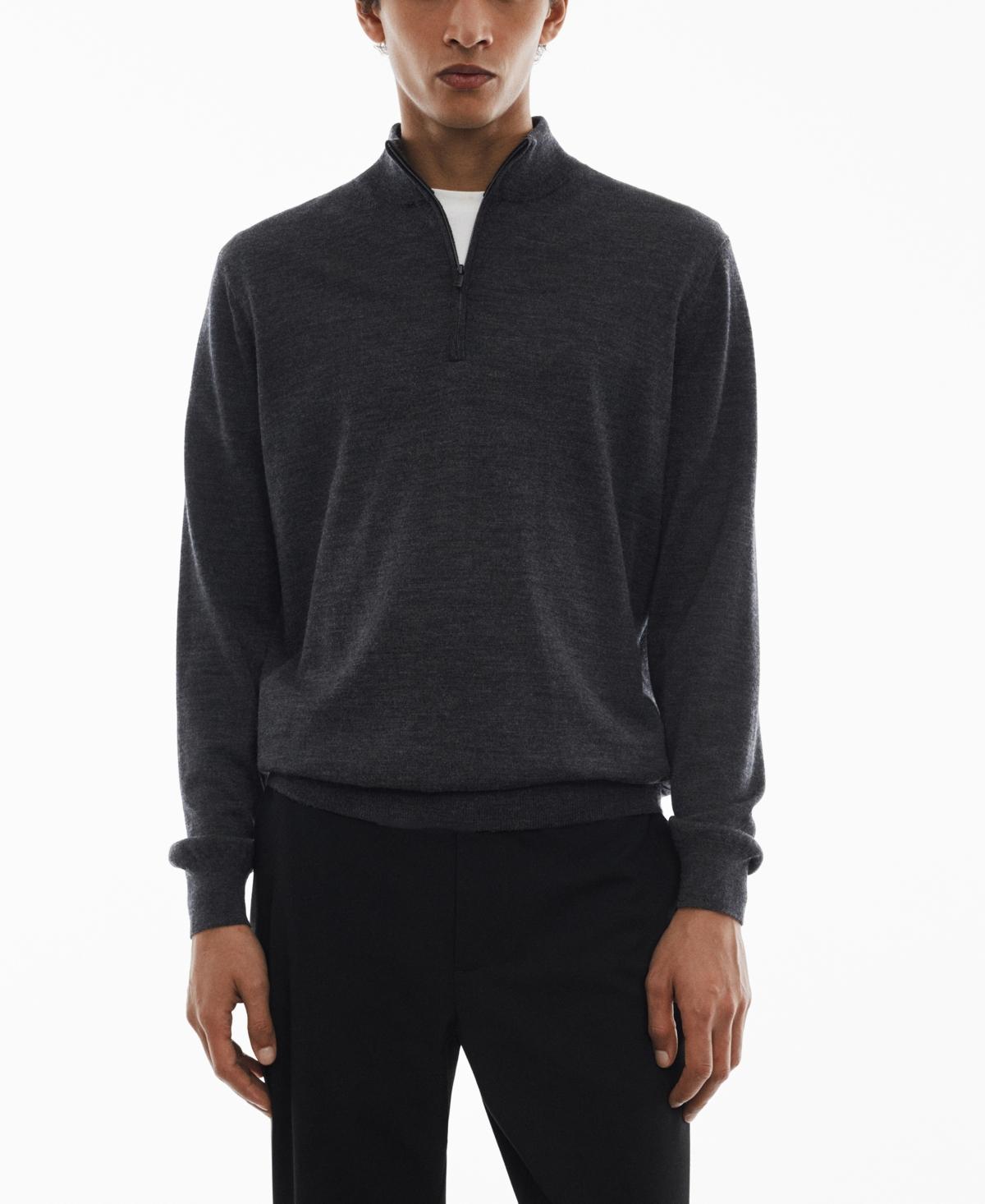 MANGO MAN - 100% merino wool sweater with zipper collar navyMen Product Image