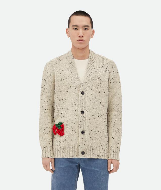 Men's Embroidered Linen Cardigan in Dove Product Image