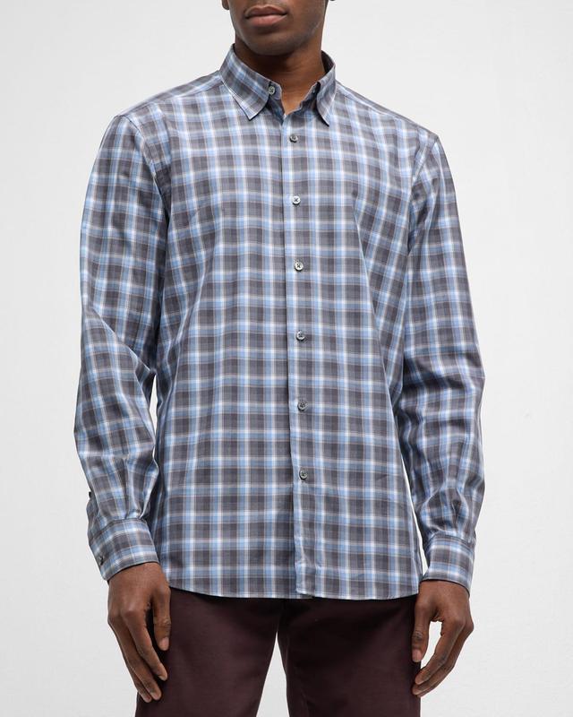 Mens Cotton Check Sport Shirt Product Image