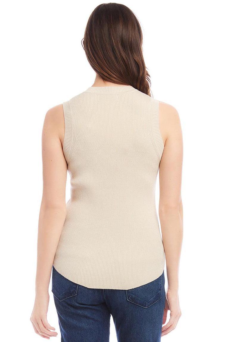 Ribbed Sleeveless Sweater Tank- Champagne Product Image