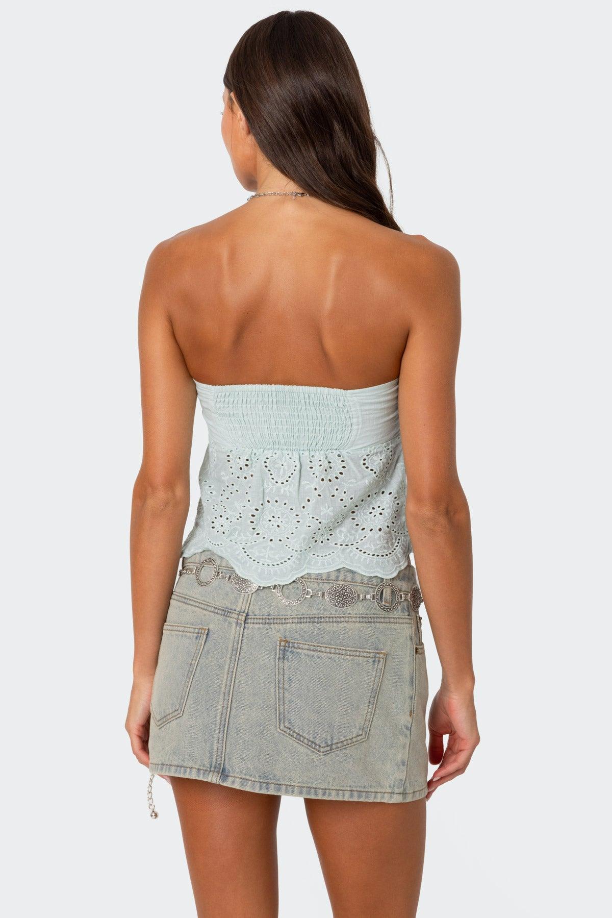 Scalloped Eyelet Tube Top Product Image