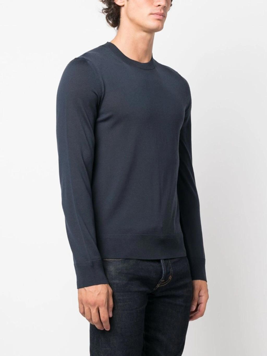 Wool Crew-neck Jumper In Blue Product Image