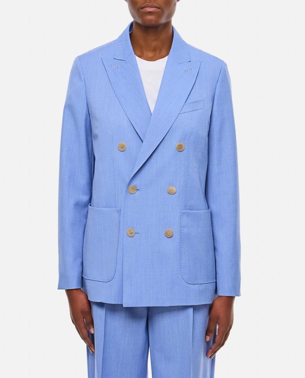 Double Breasted Blazer In Blue Product Image