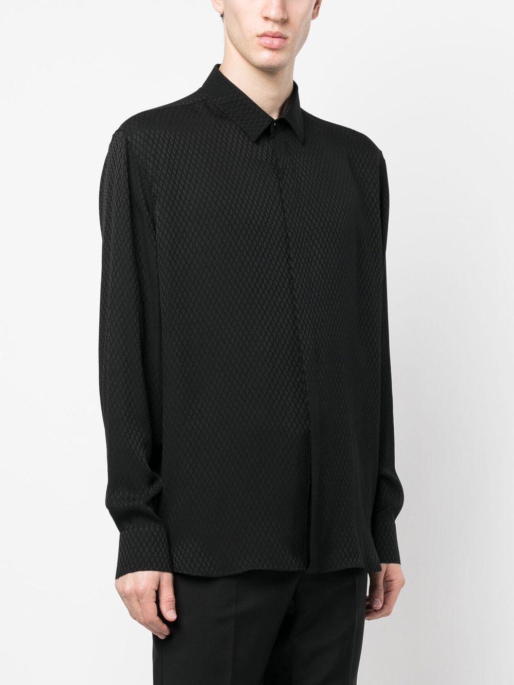 Silk Patterned Jacquard Shirt In Black Product Image