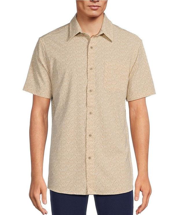 Rowm Rec & Relax Short Sleeve Performance Textured Geometric Print Shirt Product Image