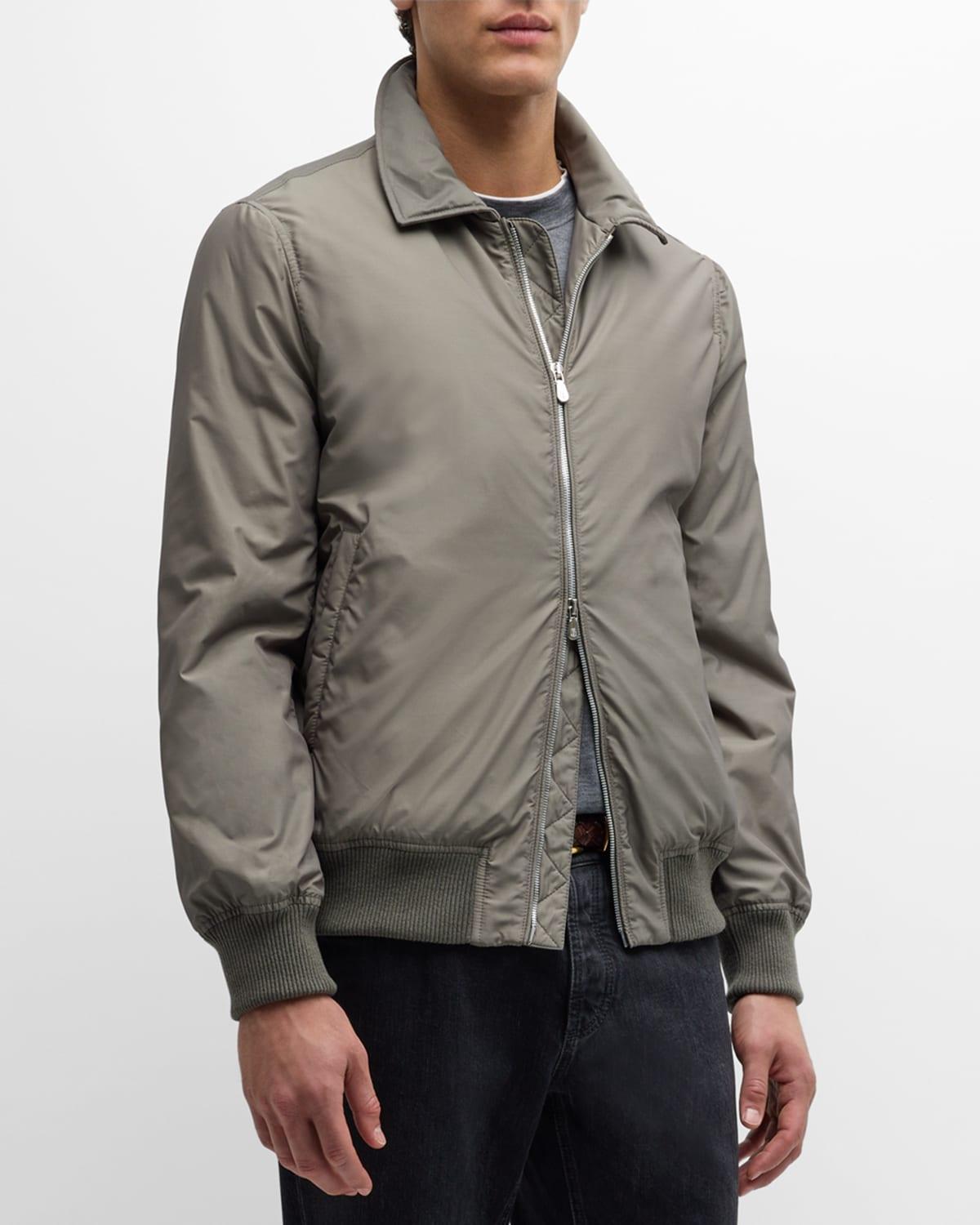 Men's Nylon-Silk Full-Zip Bomber Jacket Product Image