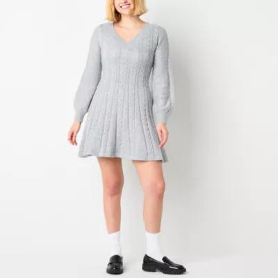 by&by Womens Long Sleeve Sweater Dress Juniors Product Image