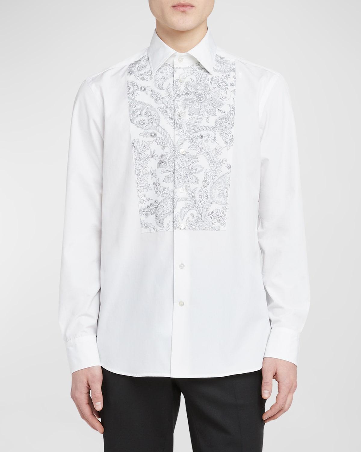 Mens Paisley Embroidered Bib Dress Shirt Product Image