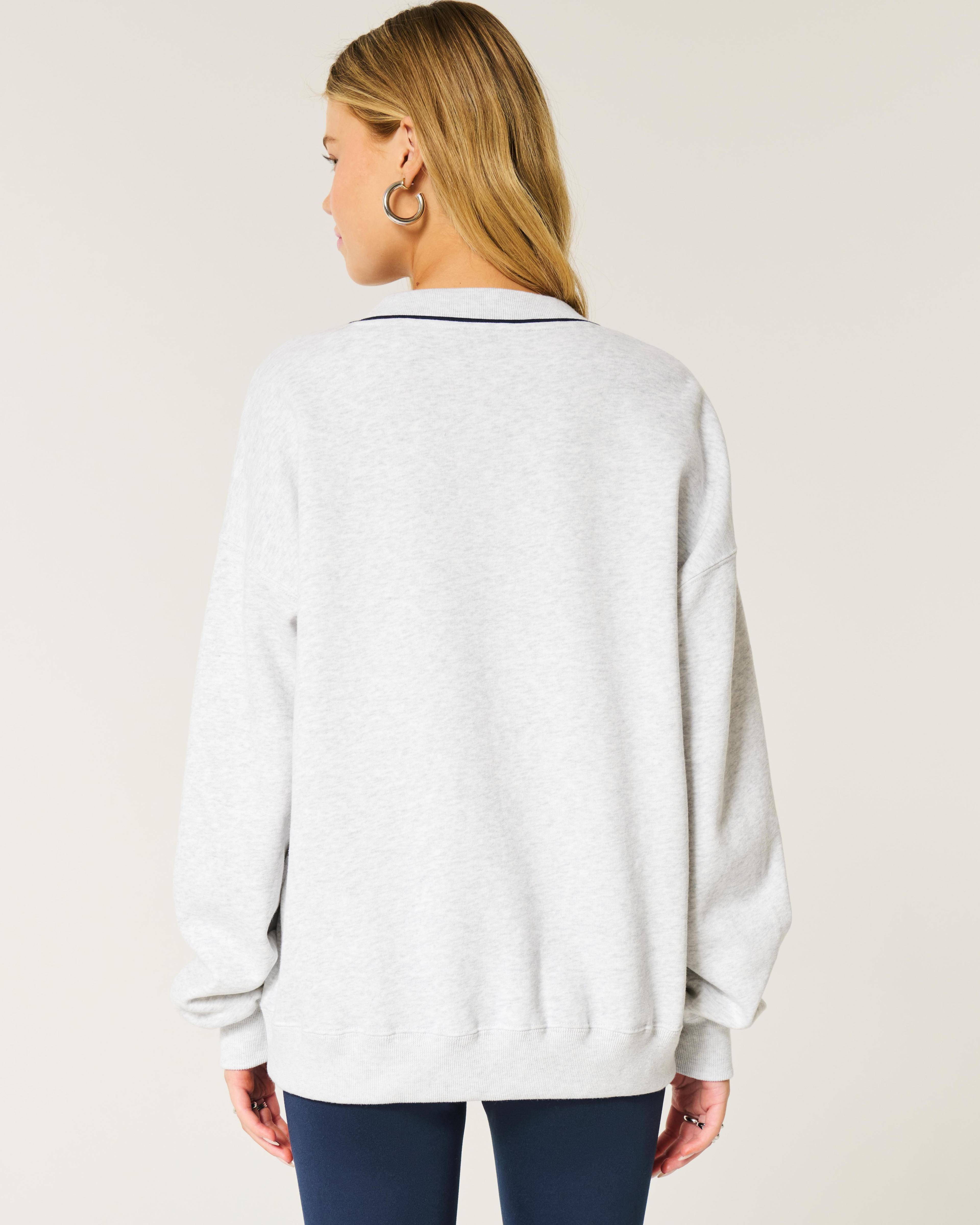 Oversized Sporty Graphic V-Neck Sweatshirt Product Image