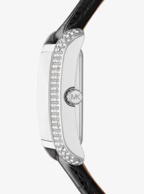 Mini Emery Pavé Silver-Tone and Crocodile Embossed Leather Watch Product Image