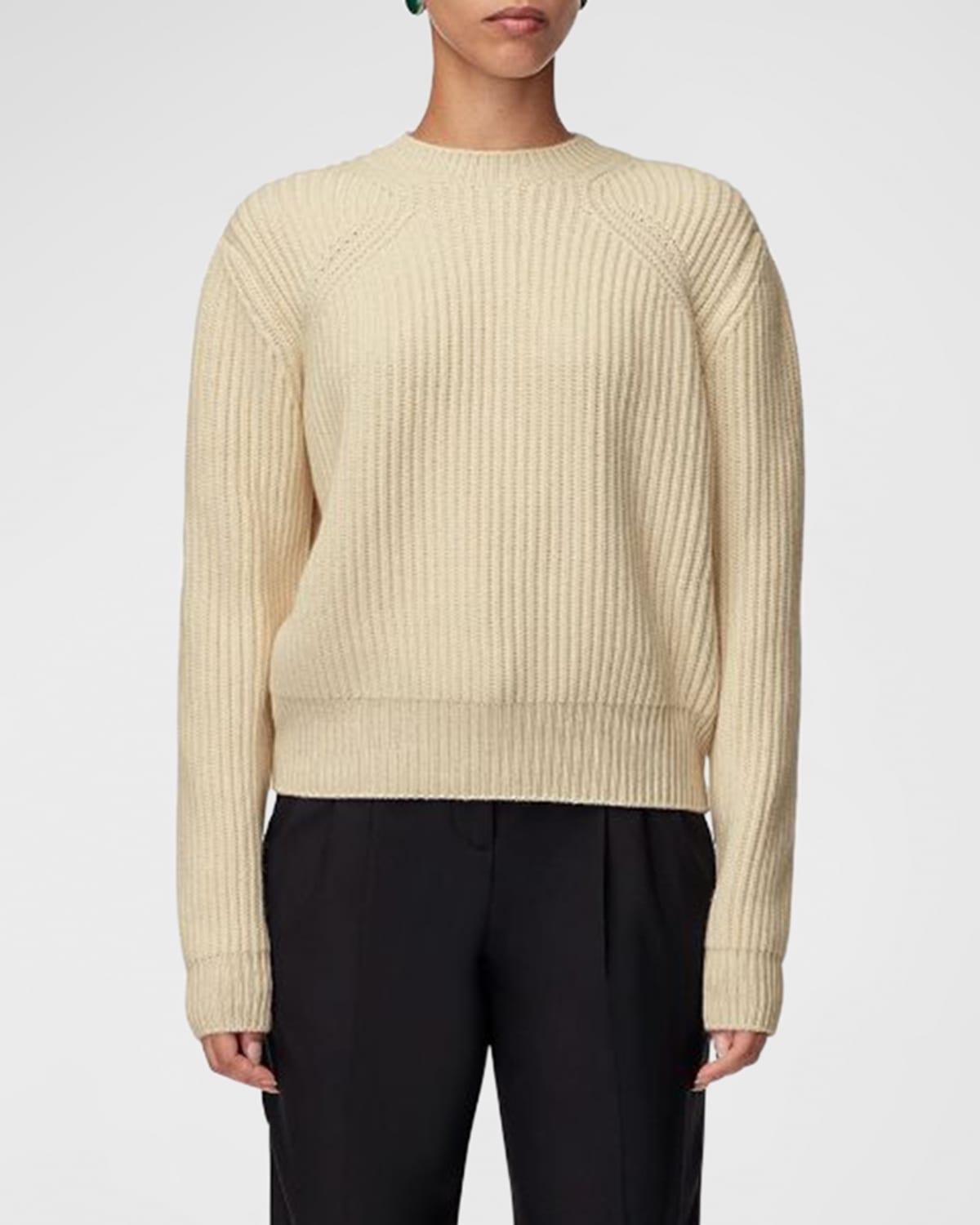 Womens Cashmere-Wool Rib-Knit Sweater product image