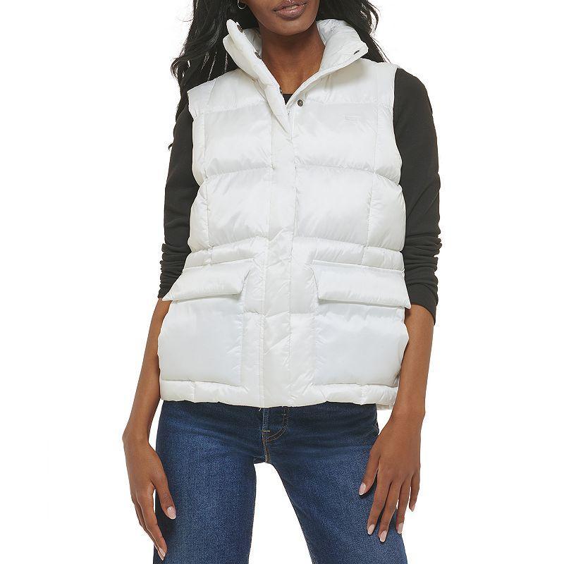 Womens Levis Box Quilted Puffer Vest Green Product Image