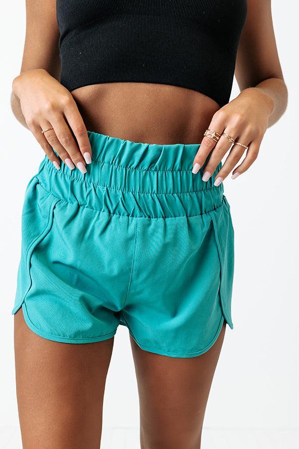 Running Laps High Waist Shorts In Turquoise Product Image