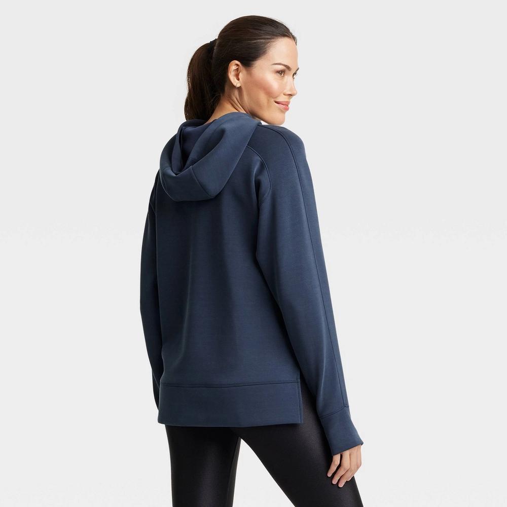 Women's Airy Sleek Legging Friendly Hooded Sweatshirt - All In Motion™ Navy Blue XL Product Image