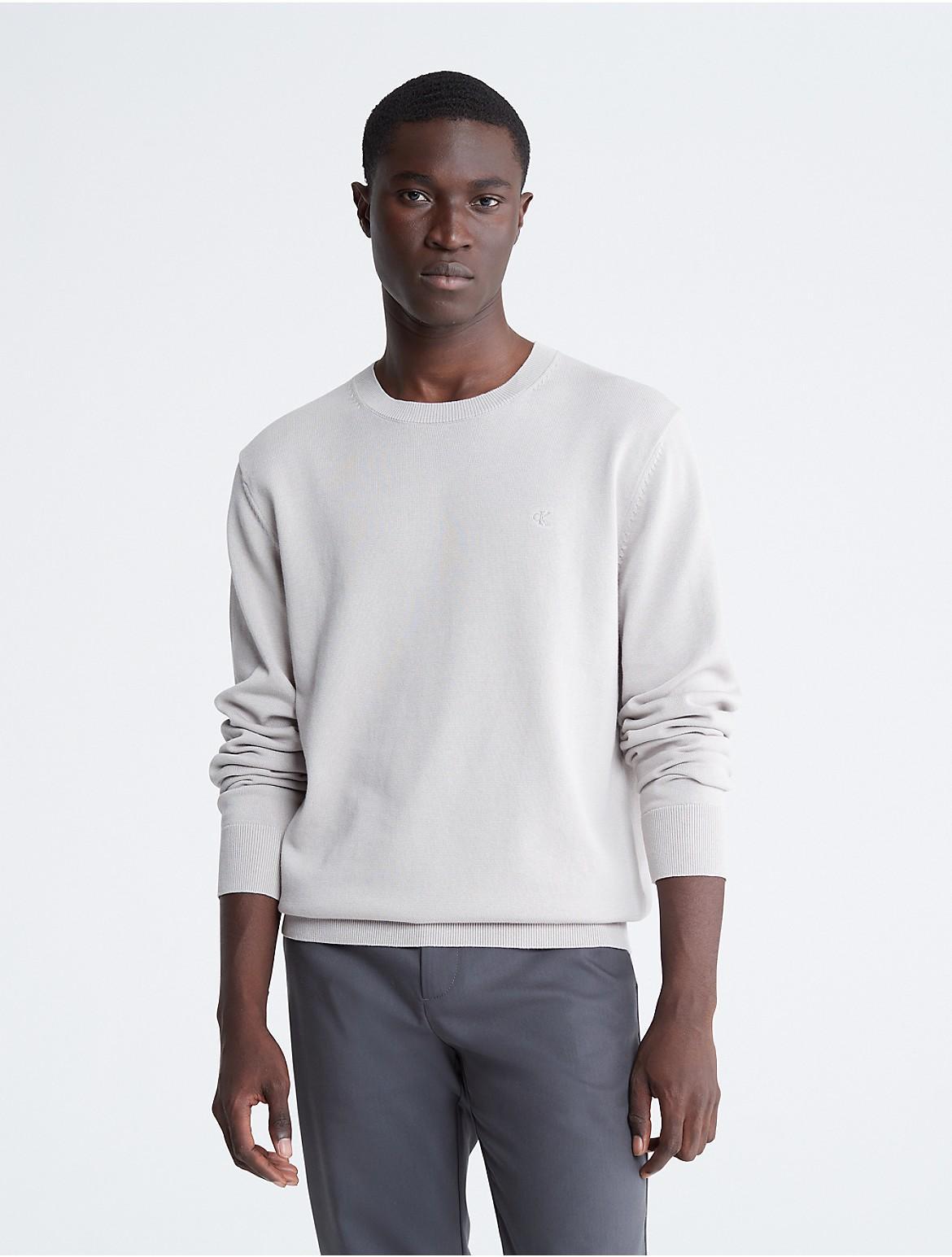 Calvin Klein Mens Smooth Cotton Sweater - White - L Product Image