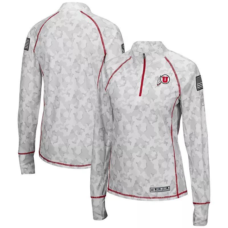 Womens Colosseum Camo Utah Utes OHT Military Appreciation Officer Arctic Lightweight Quarter-Zip Top Product Image