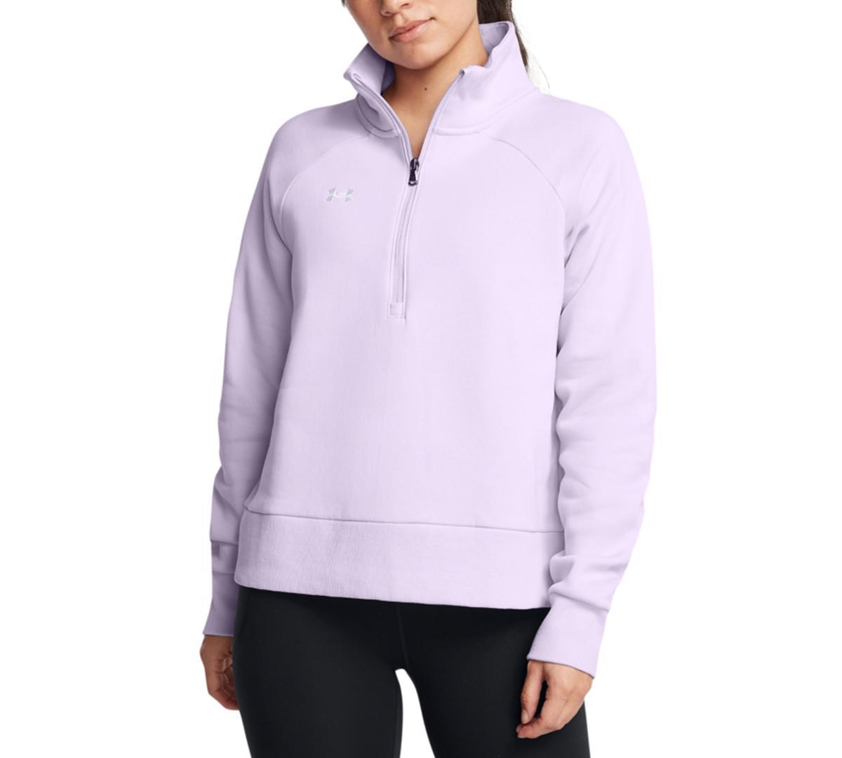 Under Armour Womens Rival Fleece Mock-Neck Half-Zip Sweatshirt - Black / Product Image