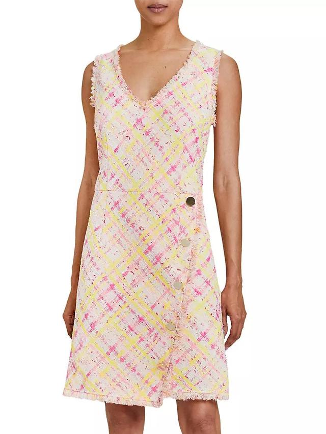 Plaid Tweed Sleeveless Mini-Dress Product Image