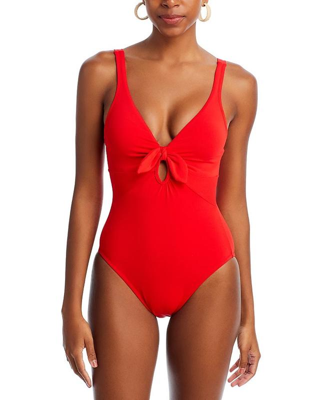 Womens Ava Plunge Bow One-Piece Swimsuit Product Image