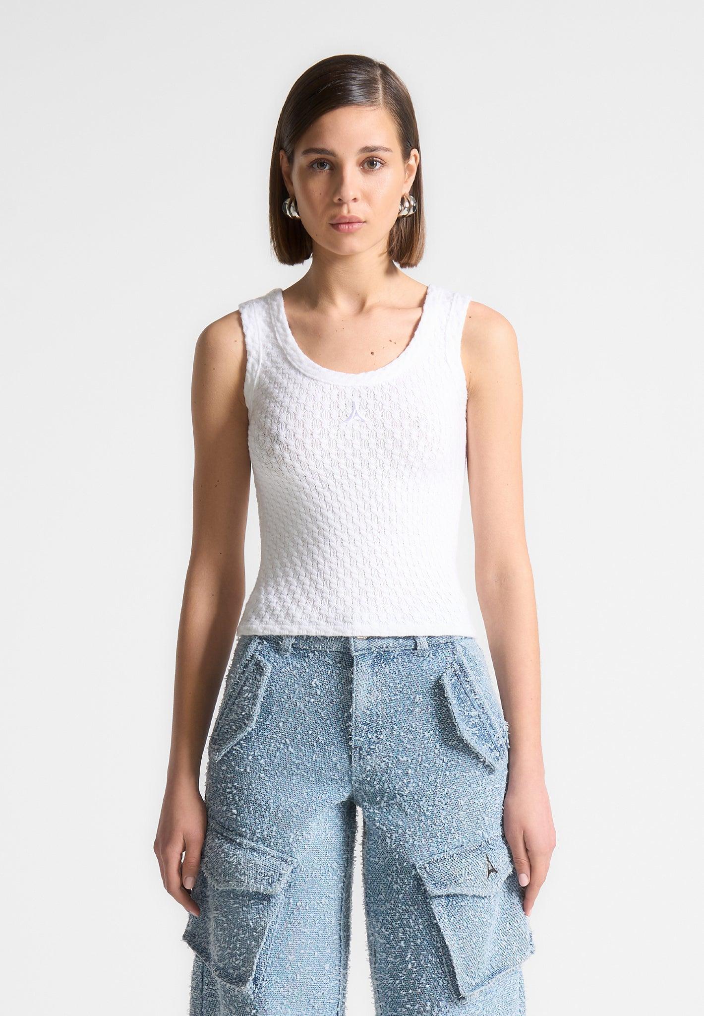 Limited Edition Eiffel Knitted Tank Top - White Female Product Image