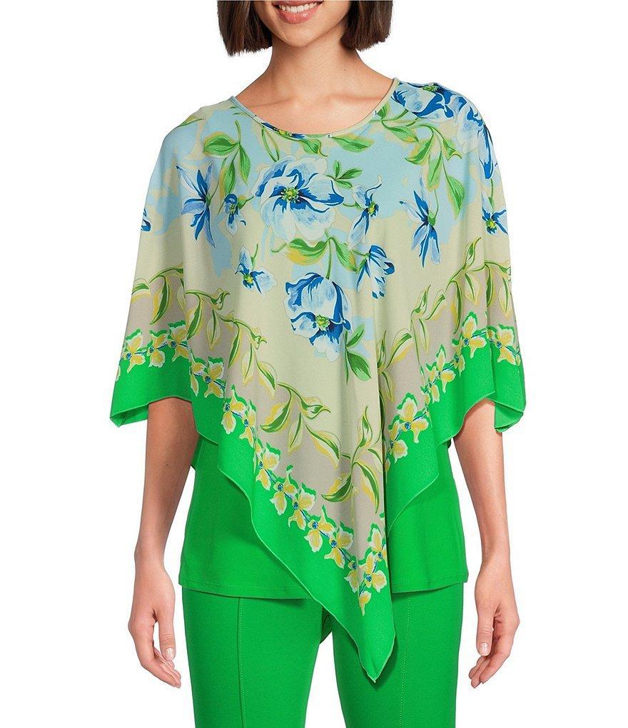 Slim Factor by Investments Belle Floral Scarf Mia Poncho Top Product Image