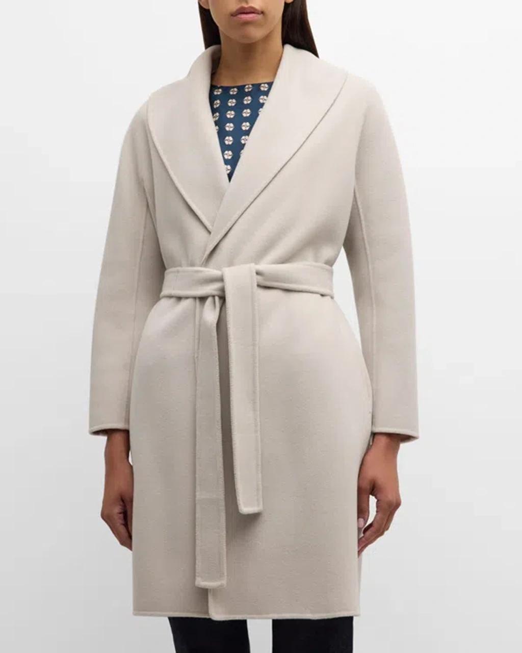 MAX MARA Messi Brushed Wool Belted Coat In Pearl Grey Product Image