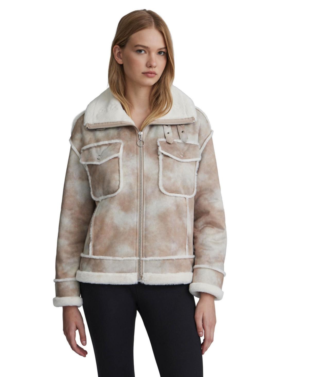 Nvlt Womens Shearling Patterned Biker Jacket Product Image